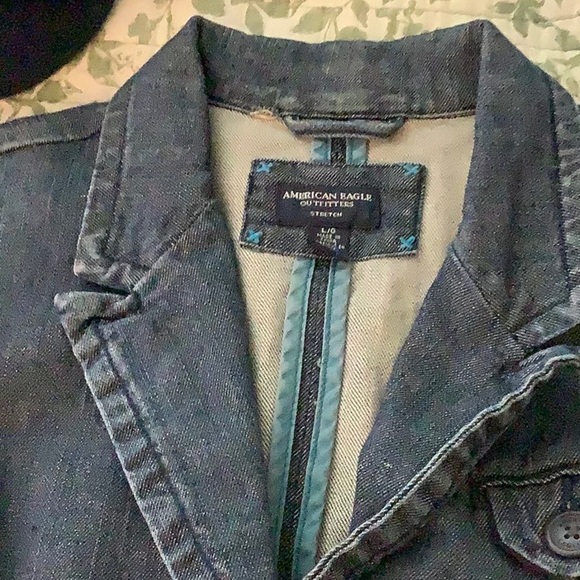 American Eagle Outfitters denim blazer, size Large. Lightweight, Cotton. - Picture 3 of 7